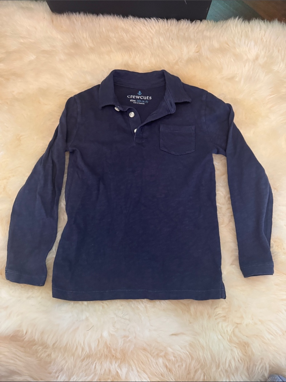 J. Crew Navy Long Sleeve Polo with Chest Pocket